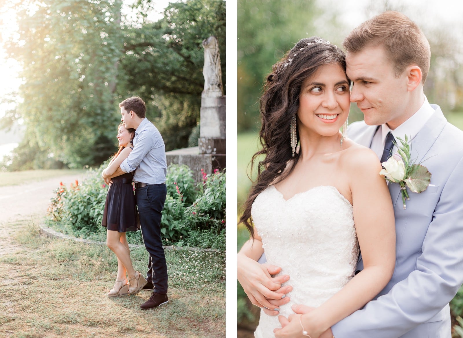 Photographie de Mathieu Dété, photographe de mariage à La Réunion, présentant des conseils pour des poses des shooting photo de couple, la femme est dos contre son mari