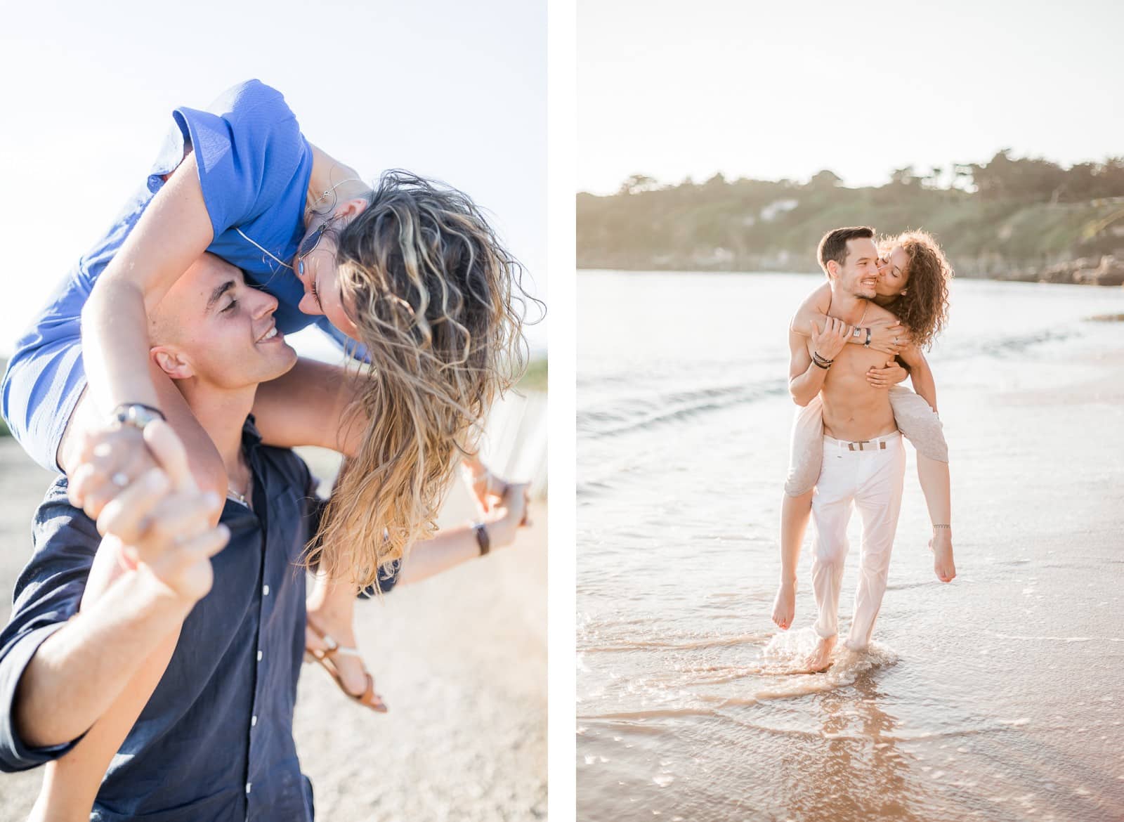 Photographie de Mathieu Dété, photographe de mariage sur l'île de La Réunion,  présentant des conseils pour des poses de photos de couple, la femme sur le dos de son fiancé