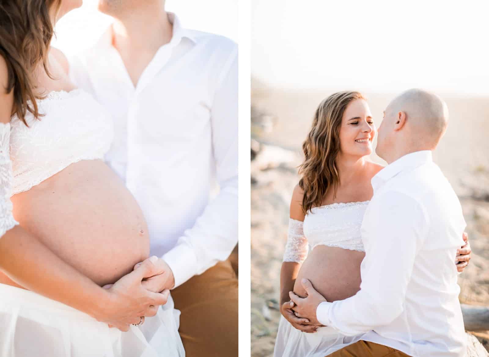 Photographie de Mathieu Dété, photographe de mariage et grossesse à Saint-Pierre de la Réunion 974, présentant le ventre rond de la future maman