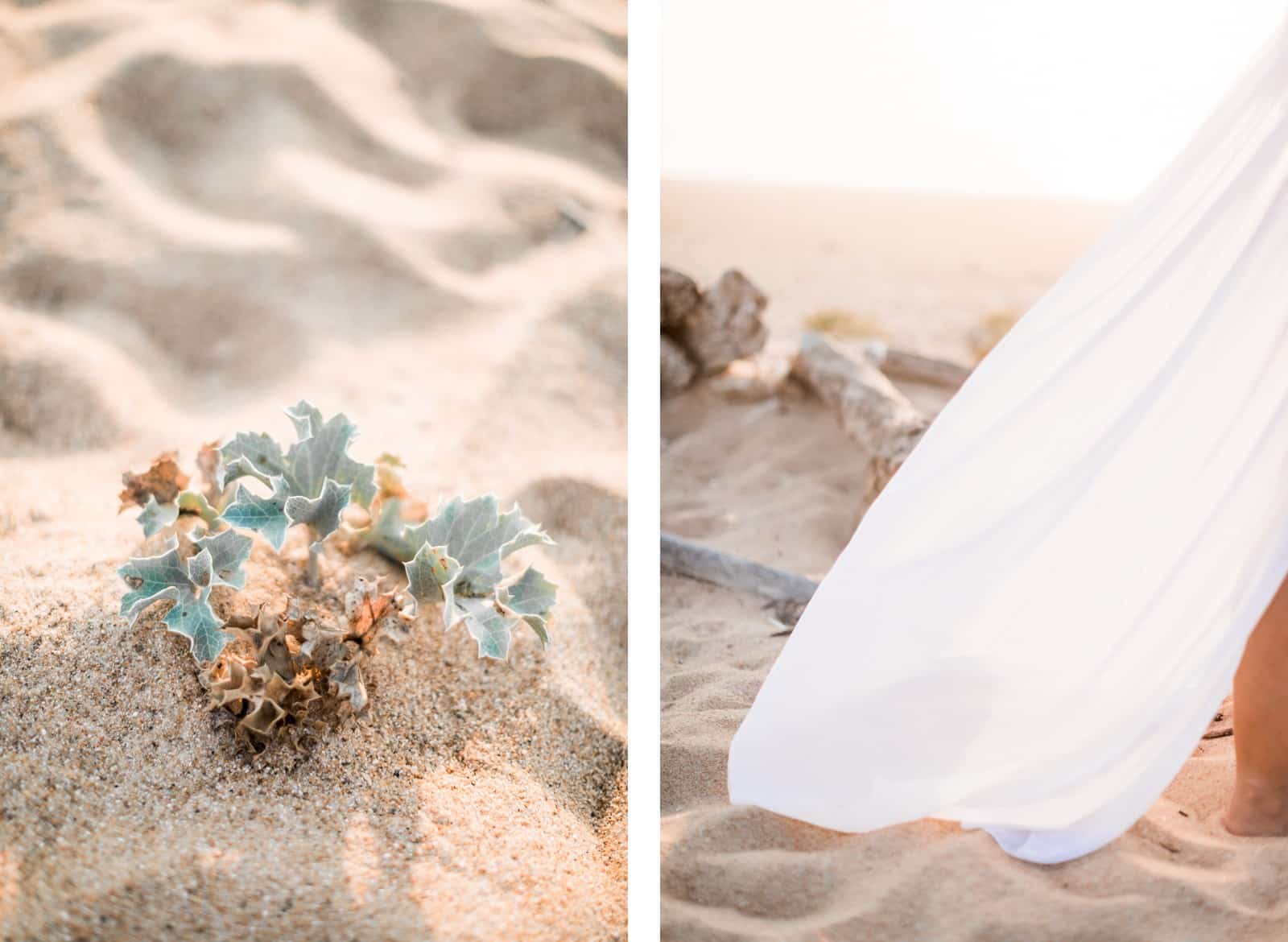 Photographie de Mathieu Dété, photographe de mariage et grossesse à Saint-Pierre de la Réunion 974, présentant des détails de la robe et de la plage lors d'une séance grossesse