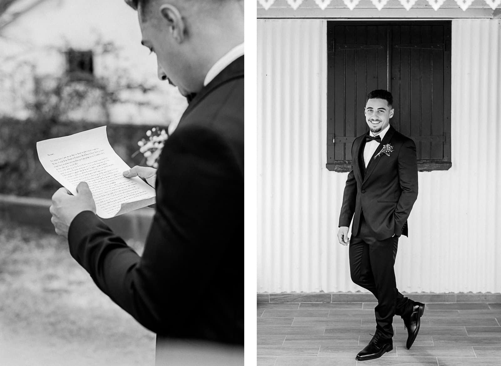 Photographie de Mathieu Dété, photographe de mariage et famille à Saint-Pierre sur l'île de la Réunion 974, présentant des portraits du marié à la fin de ses préparatifs
