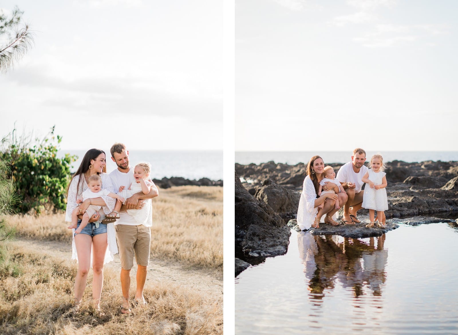 Les plus beaux lieux pour des séances photo à la Réunion 974, photo représentant une famille avec deux enfants à la Pointe au Sel