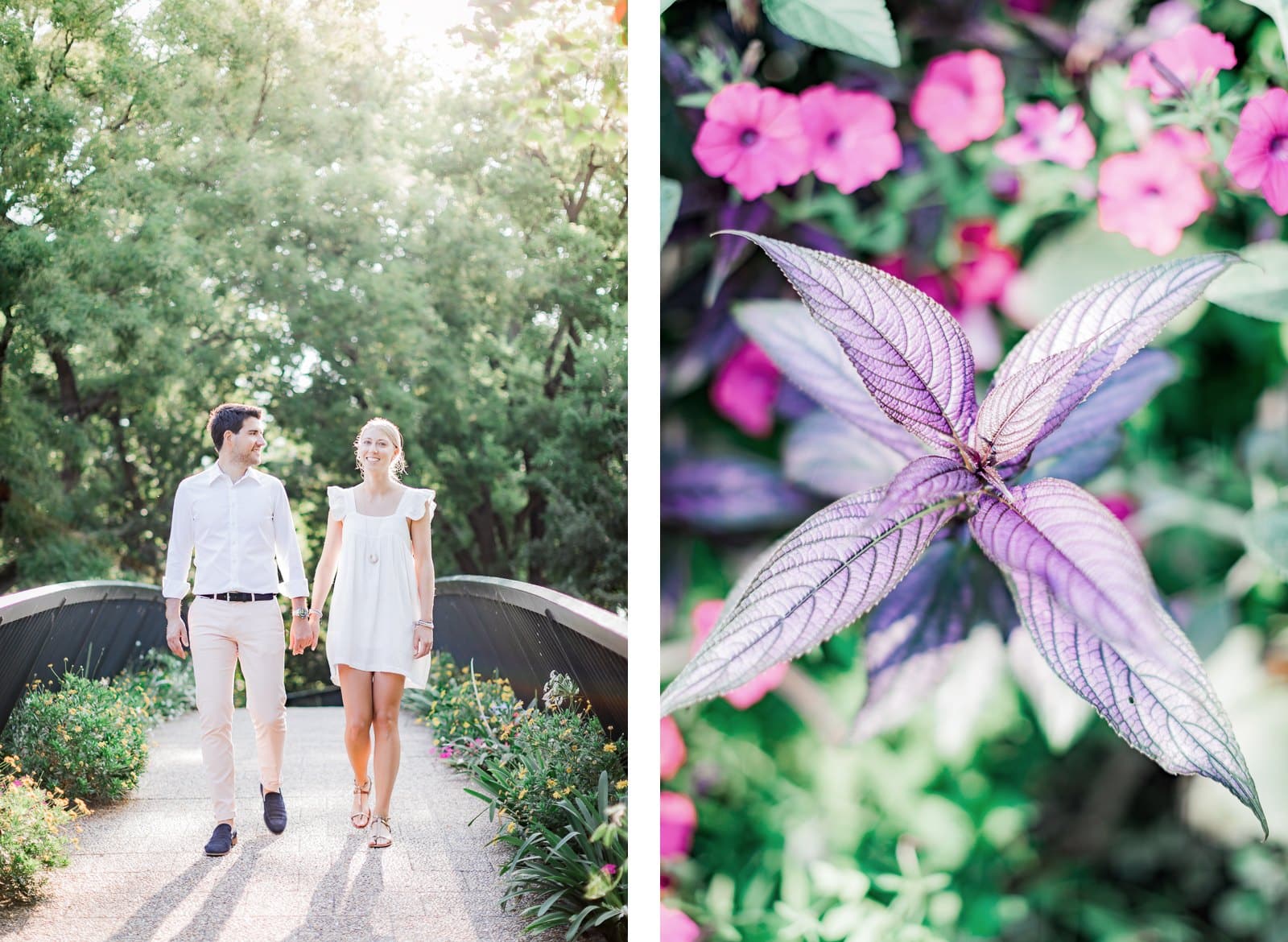 Photographie de Mathieu Dété, photographe de couple et famille sur l'île de la Réunion (974), présentant un couple se promenant dans un jardin arboré