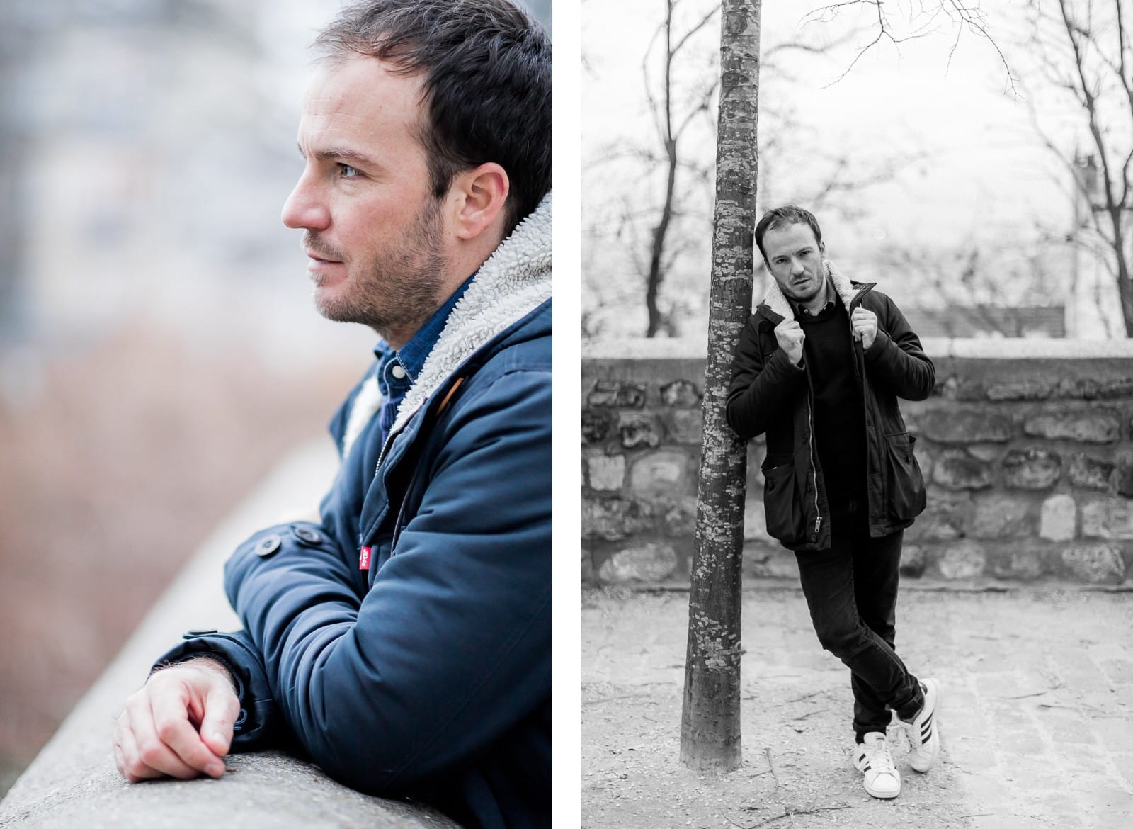 Photographie de Mathieu Dété, photographe de mariage et portrait sur l'île de la Réunion (974), présentant un portrait du chanteur Benoît Dorémus à Montmartre