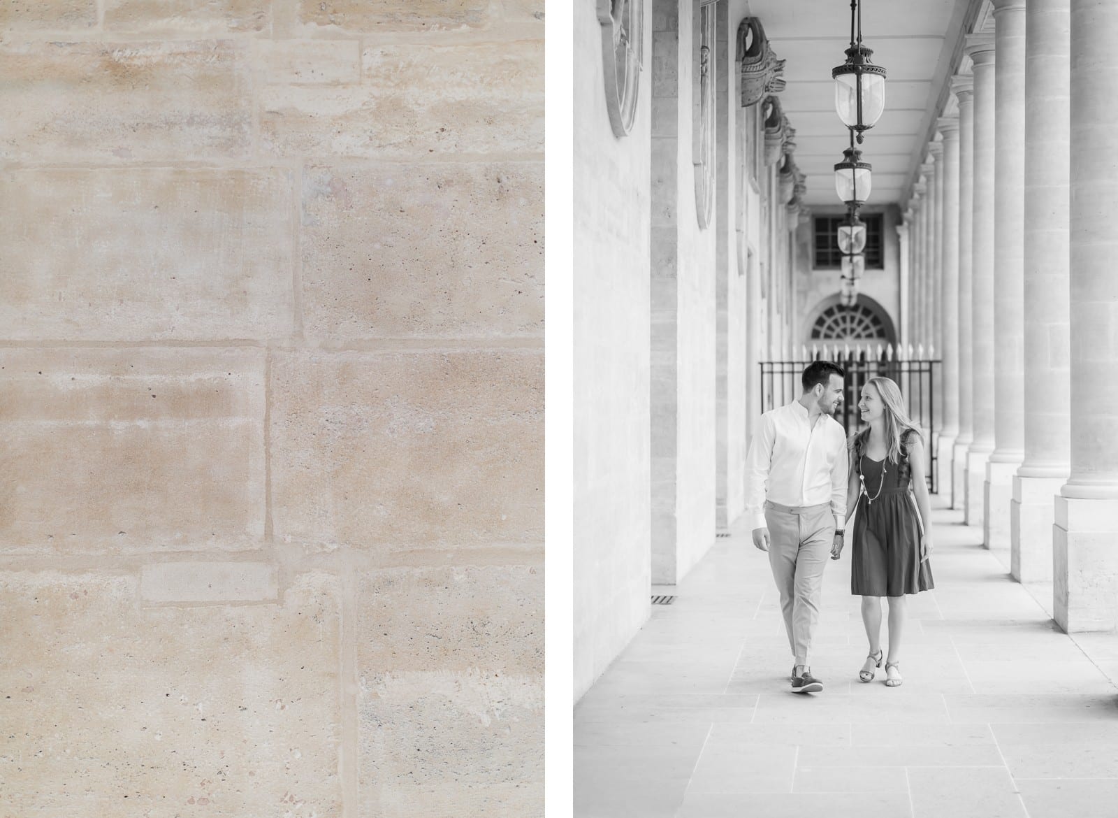 Photo de Mathieu Dété, couple marchant dans les allées du Palais-Royal