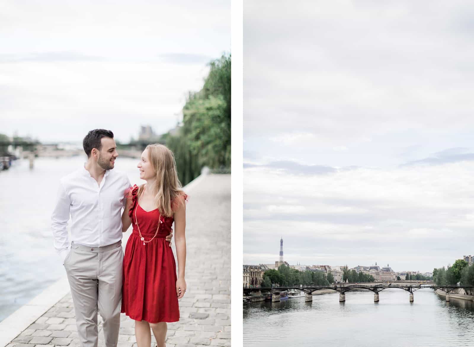 Photo de Mathieu Dété, couple marchant en bord de Seine à Pont Neuf