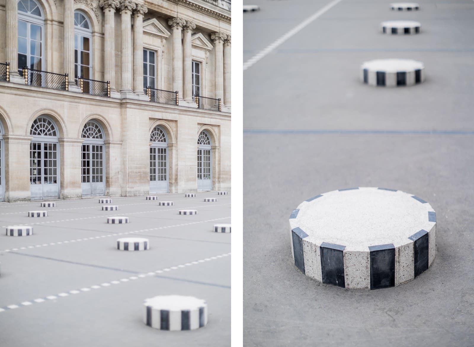 Photo de Mathieu Dété, détail des colonnes de Buren du Palais Royal à Paris