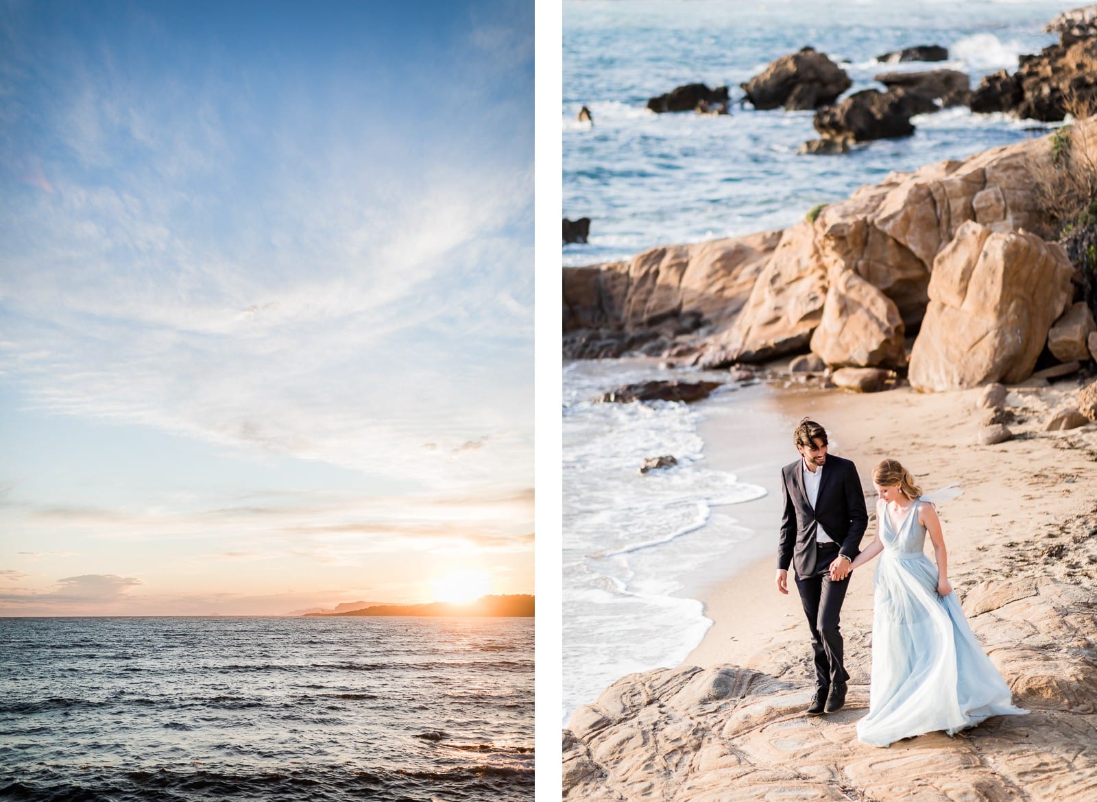 Photographie de Mathieu Dété, photographe de mariage sur l'île de la Réunion (974), présentant un coucher de soleil sur les rochers et la plage