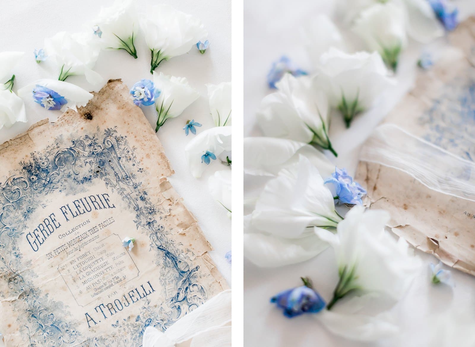 Photographie de Mathieu Dété présentant un flat lay de la papéterie et des objets du mariage