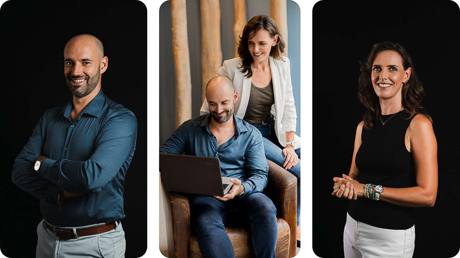 Photographies de Mathieu Dété, photographe d'entreprise, immobilier et événementiel sur l'île de la Réunion 974, présentant des photos portraits studio de d'entrepreneurs